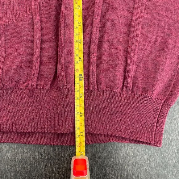 Bugatchi Men's Purple & Maroon V Neck Cable Stitch LS Sweater Lot Of 2, Size L - Picture 10 of 12